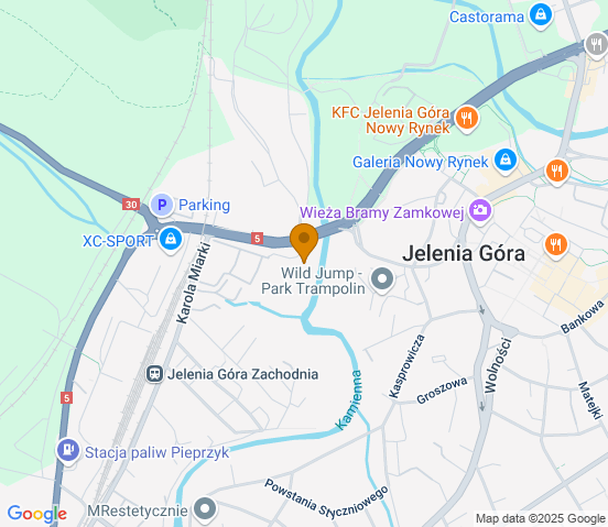 Mapa dojazdu do hurtowni motoryzacyjnej w miejscowości Jelenia Góra