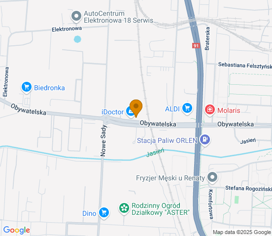 Mapa dojazdu do hurtowni motoryzacyjnej w miejscowości Łódź