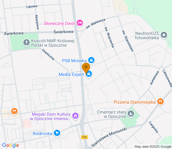 Mapa dojazdu do hurtowni motoryzacyjnej w miejscowości Opoczno