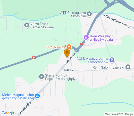 Mapa dojazdu do hurtowni motoryzacyjnej w miejscowości Skawina