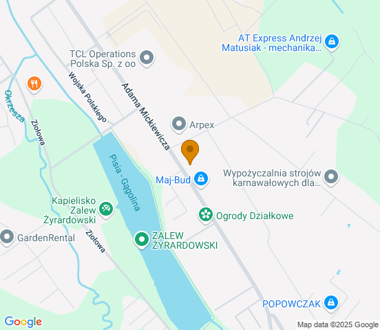 Mapa dojazdu do hurtowni motoryzacyjnej w miejscowości Żyrardów
