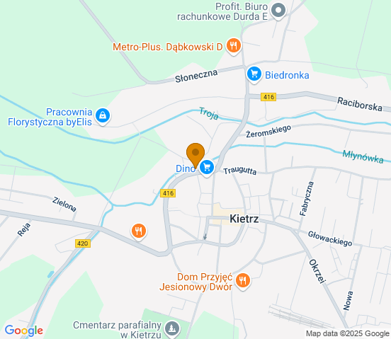 Mapa dojazdu do hurtowni motoryzacyjnej w miejscowości Kietrz