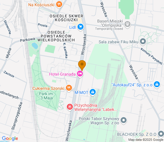 Mapa dojazdu do hurtowni motoryzacyjnej w miejscowości Ostrów Wielkopolski