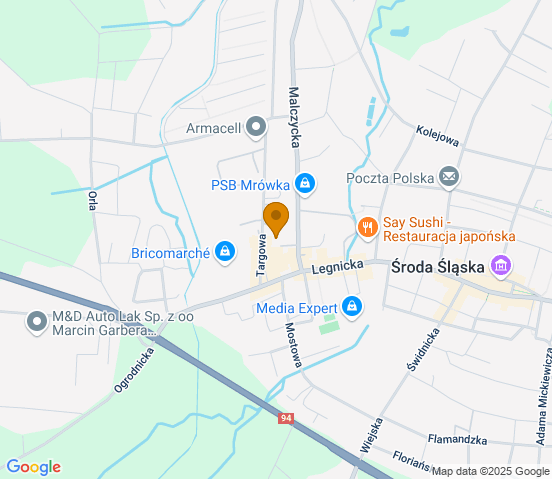 Mapa dojazdu do warsztatu samochodowego w miejscowości Środa Śląska