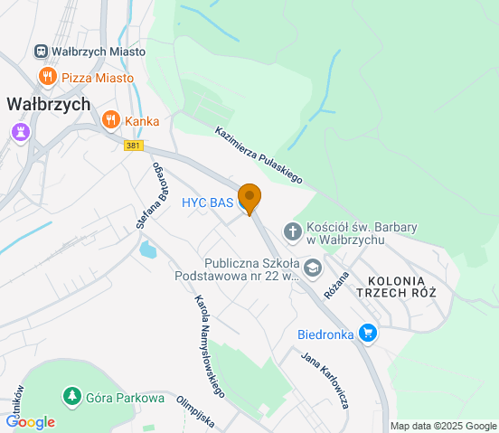 Mapa dojazdu do warsztatu samochodowego w miejscowości Wałbrzych