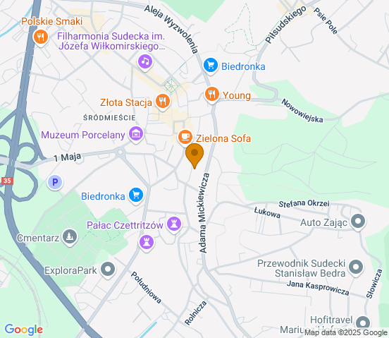 Mapa dojazdu do warsztatu samochodowego w miejscowości Wałbrzych