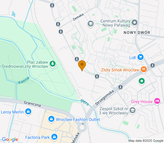 Mapa dojazdu do warsztatu samochodowego w miejscowości Wrocław