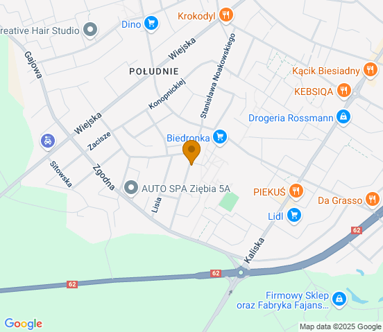 Mapa dojazdu do warsztatu samochodowego w miejscowości Włocławek