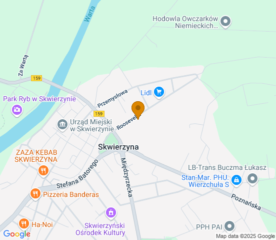 Mapa dojazdu do warsztatu samochodowego w miejscowości Przytoczna