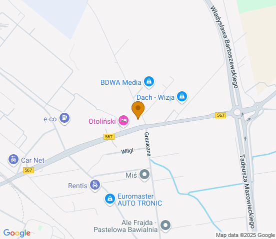 Mapa dojazdu do warsztatu samochodowego w miejscowości Płock