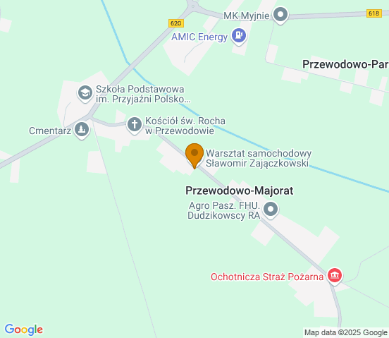 Mapa dojazdu do warsztatu samochodowego w miejscowości Przewodowo-Majorat