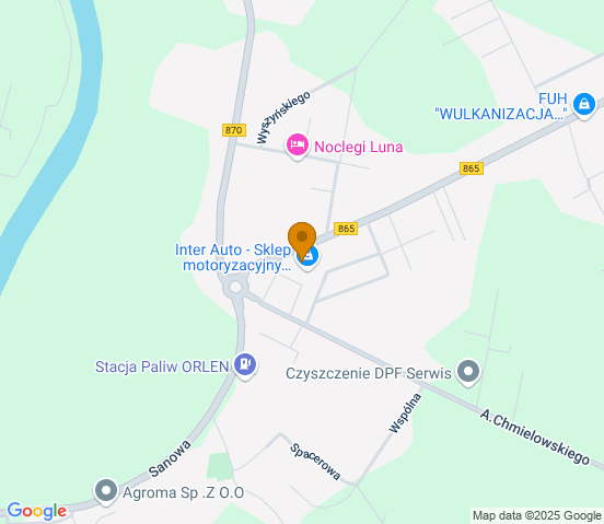 Mapa dojazdu do warsztatu samochodowego w miejscowości Szówsko