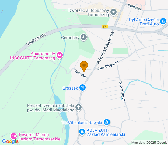 Mapa dojazdu do warsztatu samochodowego w miejscowości Tarnobrzeg