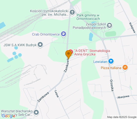 Mapa dojazdu do warsztatu samochodowego w miejscowości Ornontowice