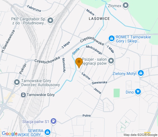 Mapa dojazdu do warsztatu samochodowego w miejscowości Tarnowskie Góry