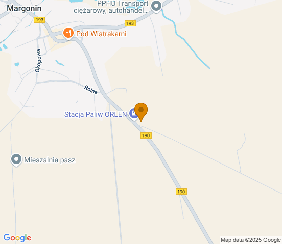 Mapa dojazdu do warsztatu samochodowego w miejscowości Margonin