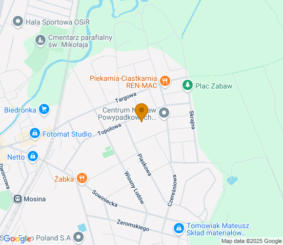 Mapa dojazdu do warsztatu samochodowego w miejscowości Mosina